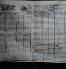 Planilla Liga A REGATAS 13 - CAAM 5